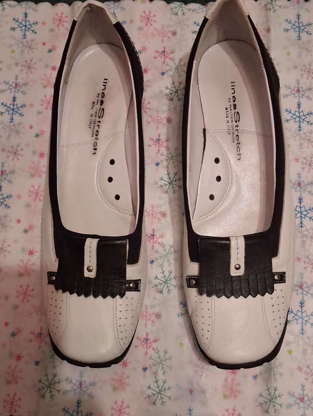 Walter Genuin Black and White Linea Stretch Golf Shoes  Sz 10